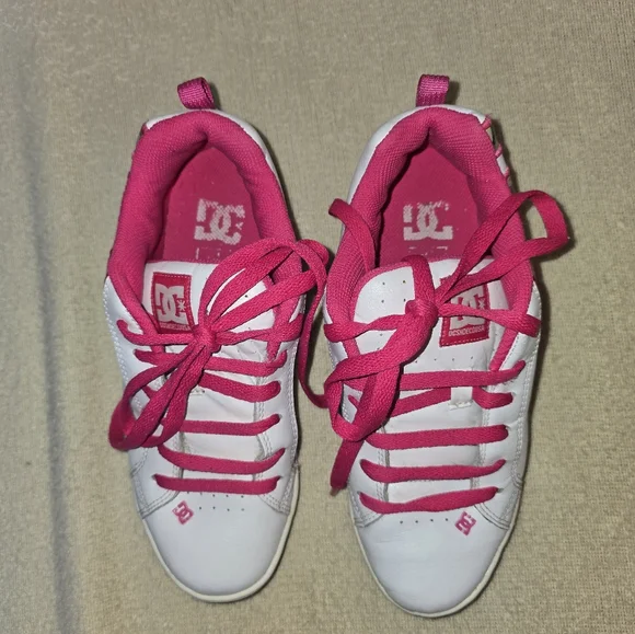 DC Women's Camo Skate Shoes White /Pink Leather Sneakers size 8 - Picture 6 of 9